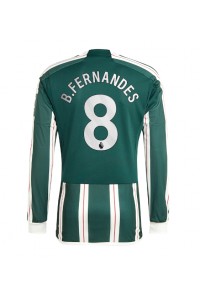 Manchester United Bruno Fernandes #8 Jalkapallovaatteet Vieraspaita 2023-24 Pitkähihainen